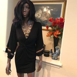 Black Embroidered Sleeve Dress